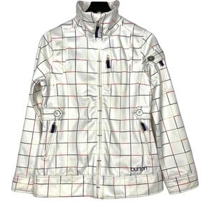 White Burton Dryride Grid Pattern Ski Jacket
